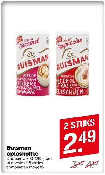 Coop Buisman Oploskoffie 2 stuks aanbieding