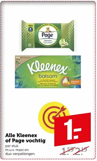 Coop Alle Kleenex of Page vochtig per stuk aanbieding