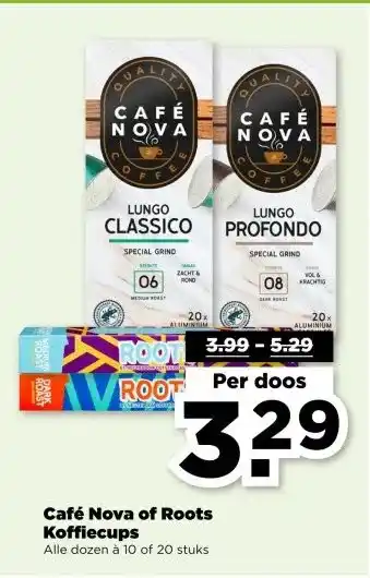 PLUS Café Nova of Roots Koffiecups aanbieding