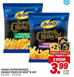 Dekamarkt Aviko supercrunch, skinny fries of grip 'n dip aanbieding