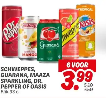 Dekamarkt Schweppes, guarana, maaza sparkling, dr. pepper of oasis aanbieding