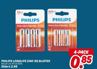 Dekamarkt Philips longlife zinc r6 blister aanbieding