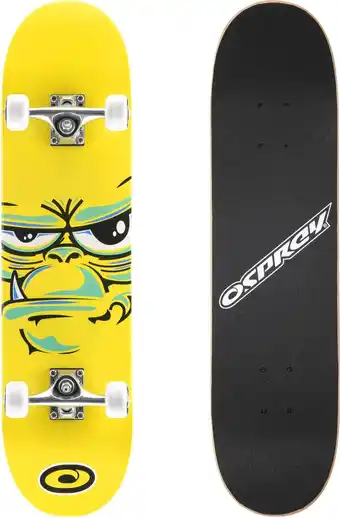 Bol.com Osprey Double Kick Pro Skateboard: Ape 31 - Ideaal voor Beginners & Trucs Geel/Zwart Design aanbieding