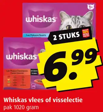 Boni Whiskas vlees of visselectie aanbieding