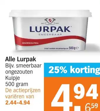 Albert Heijn Alle Lurpak aanbieding