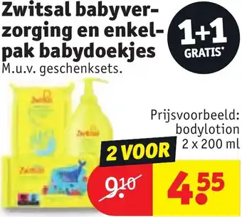 Kruidvat Zwitsal babyverzorging en enkelpak babydoekjes aanbieding