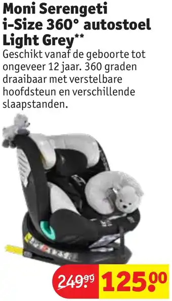 Kruidvat Moni Serengeti i-Size 360° autostoel Light Grey aanbieding