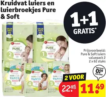 Kruidvat Kruidvat luiers en luierbroekjes Pure & Soft aanbieding