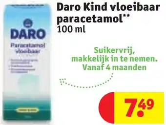 Kruidvat Daro Kind vloeibaar paracetamol aanbieding