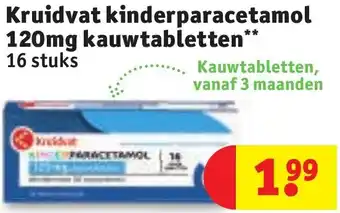 Kruidvat Kruidvat kinderparacetamol 120mg kauwtabletten aanbieding