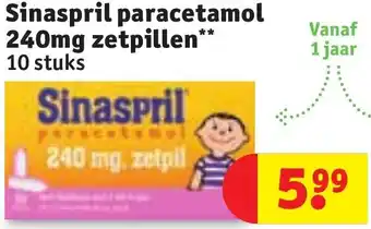 Kruidvat Sinaspril paracetamol 240mg zetpillen aanbieding