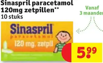 Kruidvat Sinaspril paracetamol 120mg zetpillen aanbieding