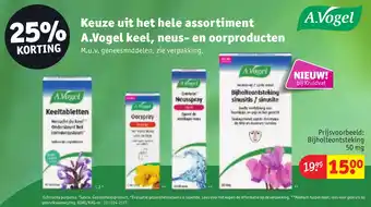 Kruidvat Keuze uit het hele assortiment A.Vogel keel, neus en oorproducten aanbieding