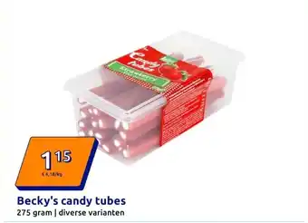 Action Becky's candy tubes aanbieding