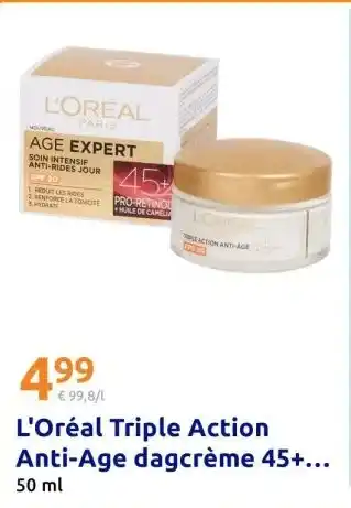 Action L'Oréal Triple Action Anti-Age dagcrème 45+... aanbieding