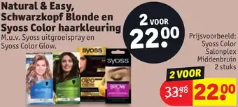 Kruidvat Natural & Easy, Schwarzkopf Blonde en Syoss Color haarkleuring aanbieding