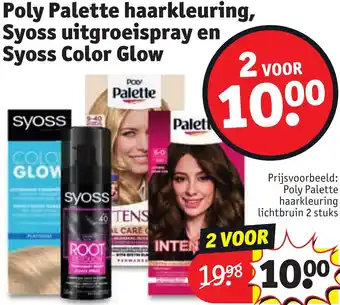 Kruidvat Poly Palette haarkleuring, Syoss uitgroeispray en Syoss Color Glow aanbieding