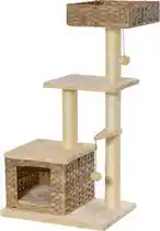 Bol.com PawHut Kattenboom multifunctionele krabpaal kattengrot speelbal bruin + beige D30-376 aanbieding