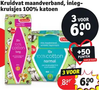 Kruidvat Kruidvat maandverband, inlegkruisjes 100% katoen aanbieding