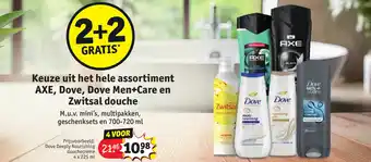 Kruidvat Keuze uit het hele assortiment AXE, Dove, Dove Men+Care en Zwitsal douche aanbieding