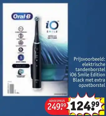 Kruidvat Oral-B elektrische tandenborstel i06 Smile Edition Black met extra opzetborstel aanbieding