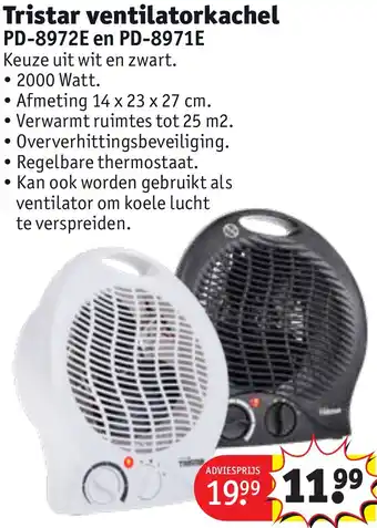 Kruidvat Tristar ventilatorkachel PD-8972E en PD-8971E aanbieding