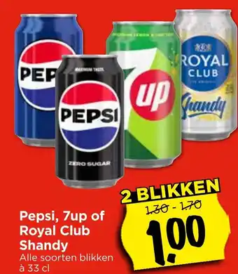 Vomar Voordeelmarkt Pepsi, 7up of Royal Club Shandy aanbieding