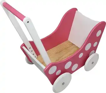 Bol.com Playwood - Houten Poppenwagen wit roze met stippen aanbieding