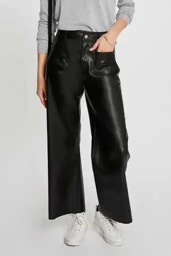 Wehkamp Morgan imitatieleren high waist regular fit broek zwart aanbieding