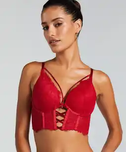 Hunkemoller Hunkemöller Voorgevormde push-up longline beugel bh Charlotta Rood aanbieding