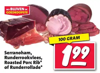 Nettorama Serranoham, Runderrookvlees, Roasted Porc Rib of Runderrollade aanbieding