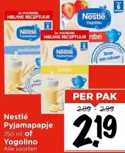 Vomar Voordeelmarkt Nestlé Pyjamapapje 750 ml of Yogolino aanbieding