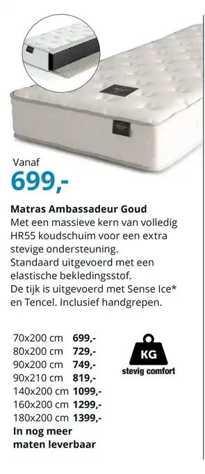 NLslaapt Matras Ambassadeur Goud aanbieding