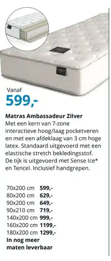 NLslaapt Matras Ambassadeur Zilver aanbieding