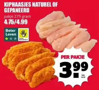 MCD Supermarkt KIPHAASJES NATUREL OF GEPANEERD aanbieding