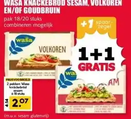 MCD Supermarkt WASA KNÄCKEBRÖD SESAM, VOLKOREN EN/OF GOUDBRUIN aanbieding