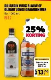 MCD Supermarkt DUJARDIN VIEUX BLAUW OF OLIFANT JONGE GRAANJENEVER aanbieding