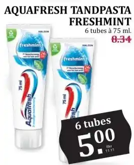 MCD Supermarkt AQUAFRESH TANDPASTA FRESHMINT aanbieding