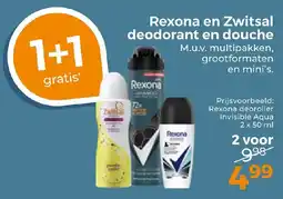 Trekpleister Rexona en Zwitsal deodorant en douche aanbieding