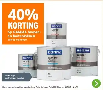 GAMMA 40% KORTING op GAMMA binnen- en buitenlakken aanbieding