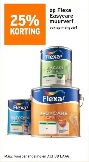 GAMMA 25% KORTING op Flexa Easycare muurverf ook op mengverf aanbieding