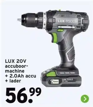 GAMMA LUX 20V accuboor- machine + 2.0Ah accu + lader aanbieding