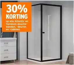 GAMMA 30% KORTING op alle Atlantic en Handson douche- wanden, -deuren en -cabines aanbieding