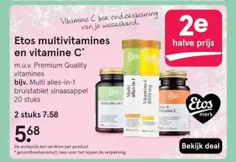 Etos Etos multivitamines en vitamine C* aanbieding