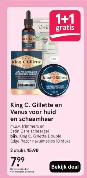 Etos King C. Gillette en Venus voor huid en schaamhaar aanbieding