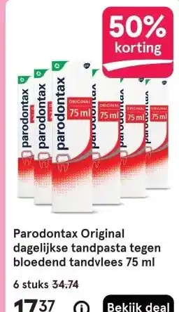 Etos Parodontax Original dagelijkse tandpasta tegen bloedend tandvlees 75 ml aanbieding