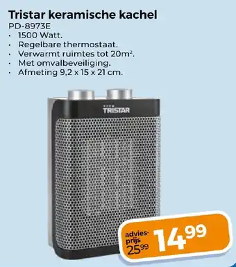 Trekpleister Tristar keramische kachel PD-8973E aanbieding