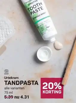 Ekoplaza Urtekram Tandpasta aanbieding