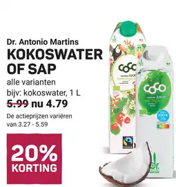 Ekoplaza Dr. Antonio Martins kokoswater of sap aanbieding