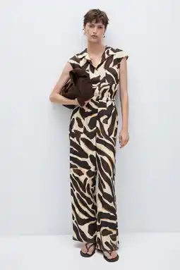 Wehkamp Mango jumpsuit met zebraprint bruin/beige aanbieding